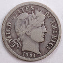 1904 Barber Silver Dime, Very Good Circulated Coin, Store