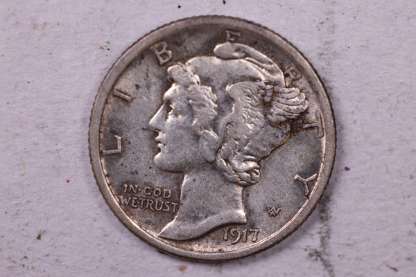 1917-D Mercury Silver Dime., A.U., Store  #19717