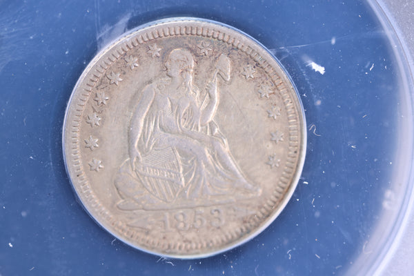 1853 Seated Liberty Quarter, ANACS Certified. Store #23083062