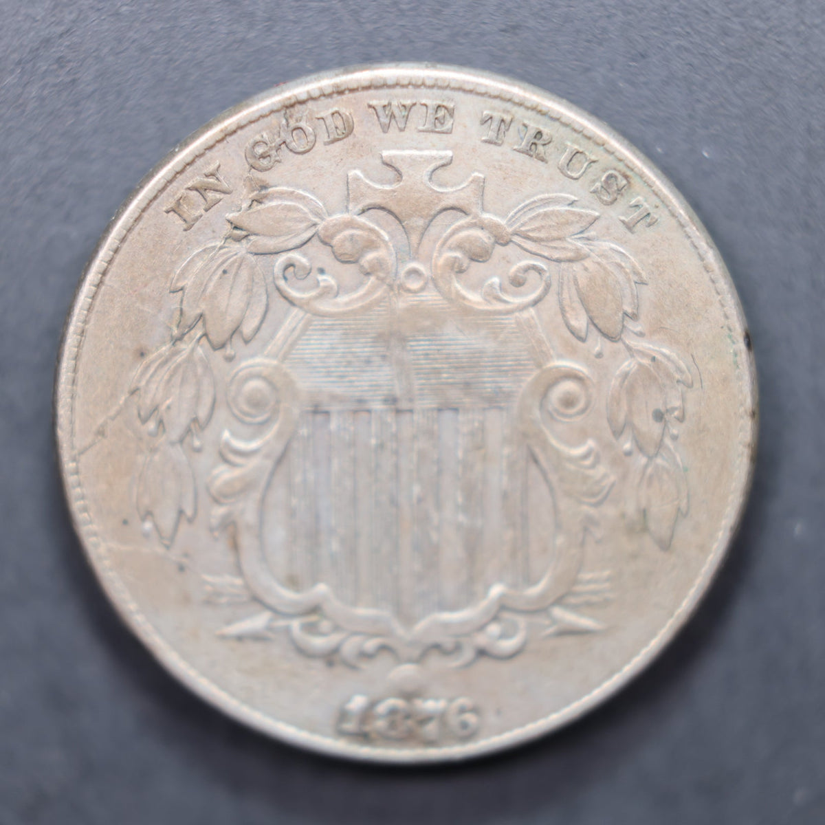 1876 Shield Nickel, Extra Fine Circulated Coin, Store #NL037.