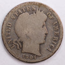 1904-S Barber Silver Dime, Good Circulated Coin, Store