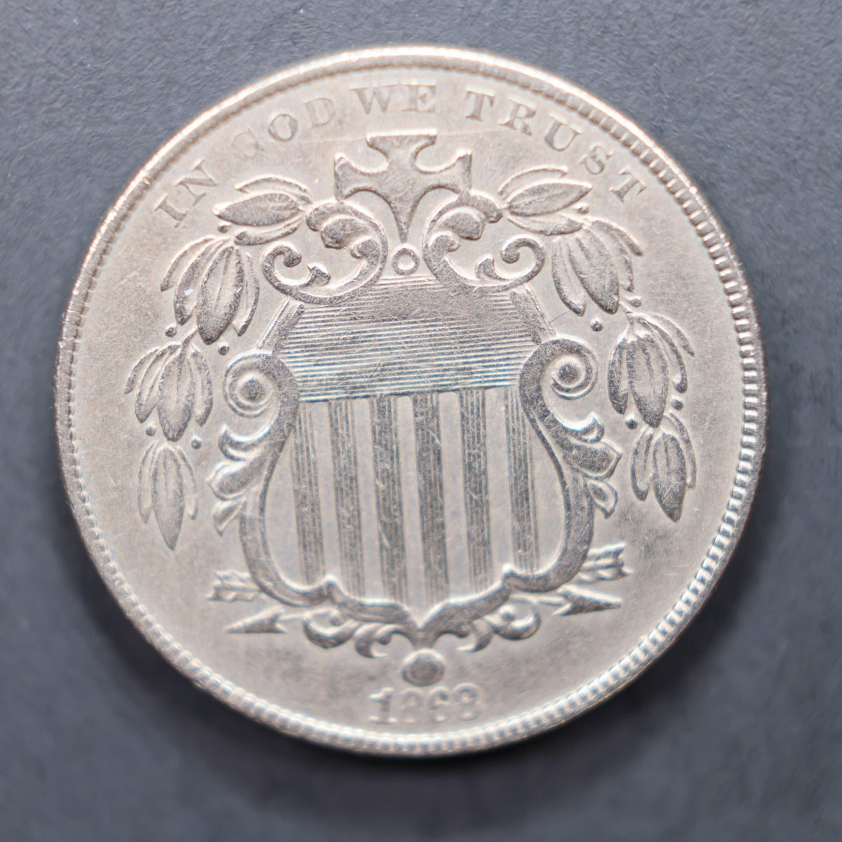 1868 Shield Nickel, Very Fine Plus Circulated Coin, Store #NL039.