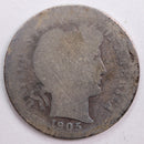 1905-O Barber Silver Dime, Fair Circulated Coin, Store