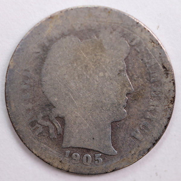 1905-O Barber Silver Dime, Fair Circulated Coin, Store #DE0471
