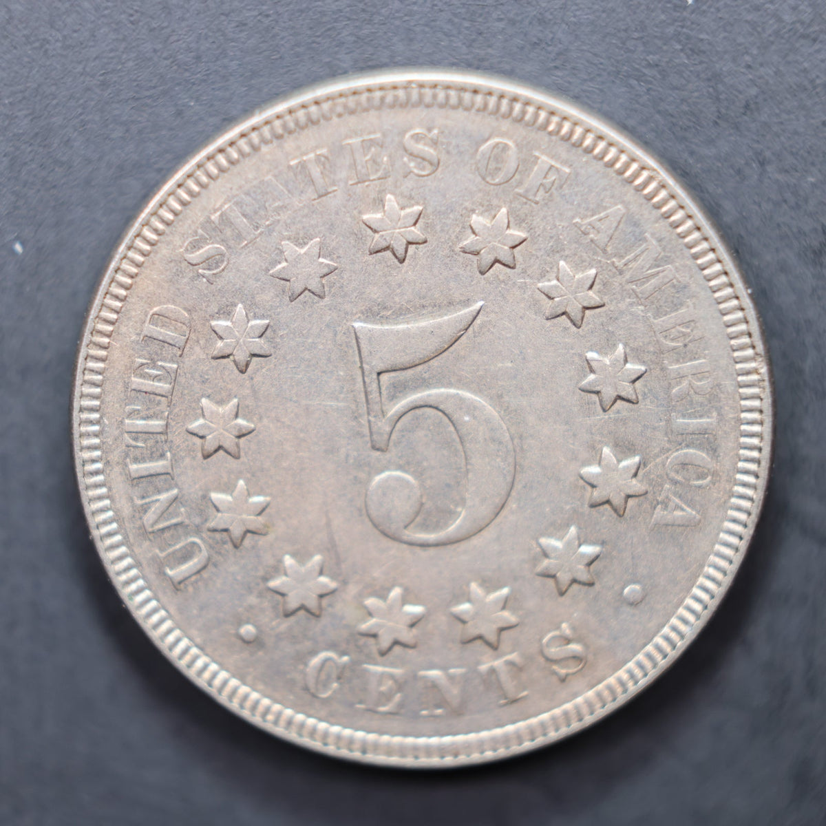 1867 Shield Nickel, About Uncirculated Coin, Store #NL041.