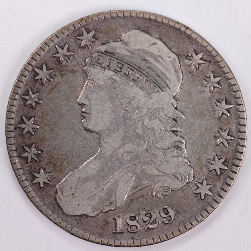 1829 Cap Bust Silver Half Dollar., Very Fine., Circulated Coin., Store