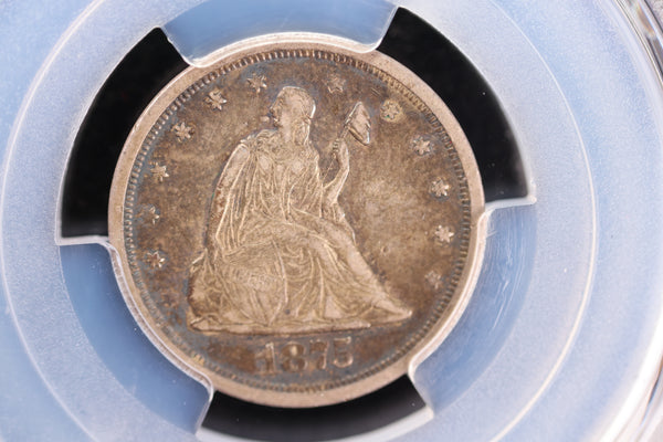1875-S 20 Cent Silver Piece. PCGS Certified, Affordable Early Date Collectible Coin. Store #23091103