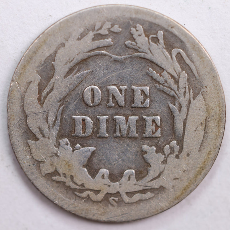 1905-S Barber Silver Dime, Abt Good Circulated Coin, Store