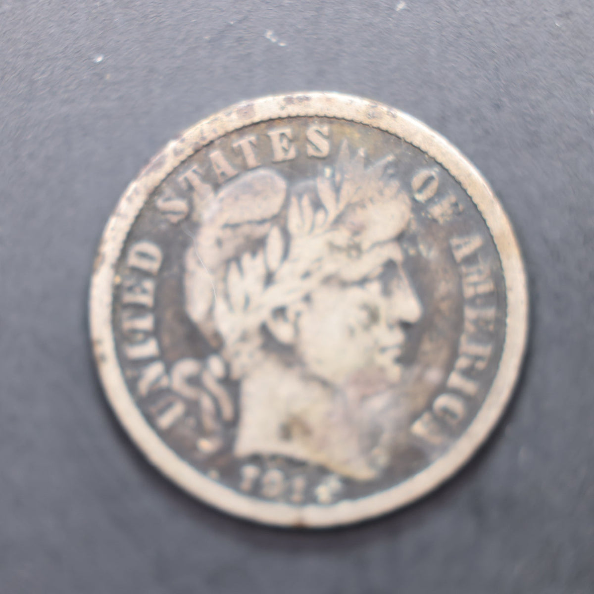 1914-D Barber Silver Dime, Fine Circulated Coin, Store Sale #DE116.