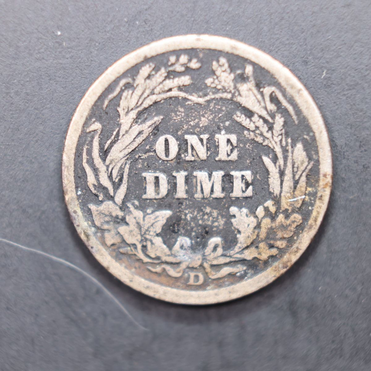 1914-D Barber Silver Dime, Fine Circulated Coin, Store Sale #DE116.