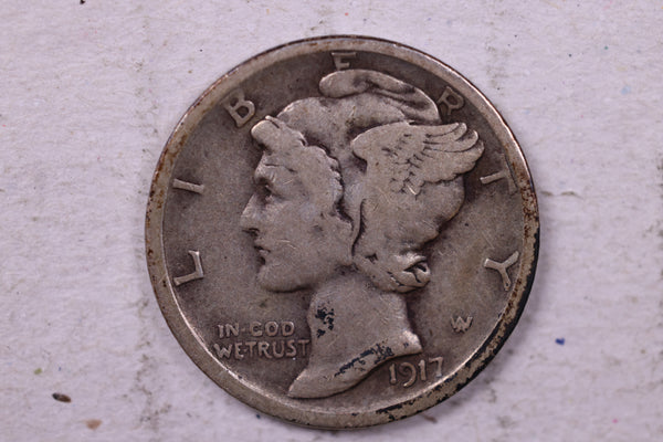 1917-S Mercury Silver Dime., Fine., Store  #19729