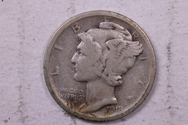 1918 Mercury Silver Dime., Very Good., Store  #19732