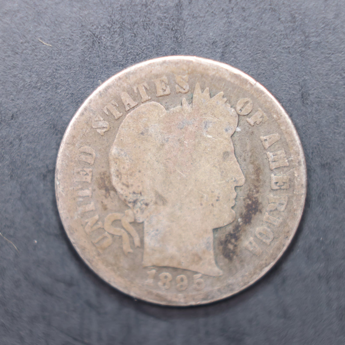 1895 Barber Silver Dime, Almost Good Circulated Coin, Store Sale #DE118.