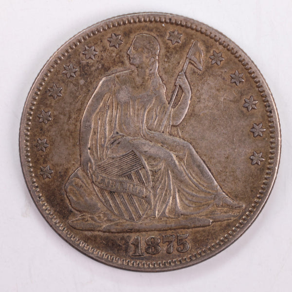 1875 Seated Liberty Silver Half Dollar., Extra Fine Circulated Coin., Store #HR110