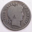 1907 Barber Silver Dime, Good Circulated Coin, Store