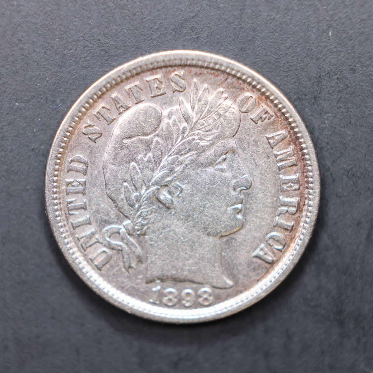 1898 Barber Silver Dime, Extra Fine Circulated Coin, Store Sale #DE122.