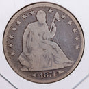 1874 Seated Liberty Silver Half Dollar., Very Good Circulated Coin., Store