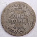 1907-D Barber Silver Dime, Abt Good Circulated Coin, Store