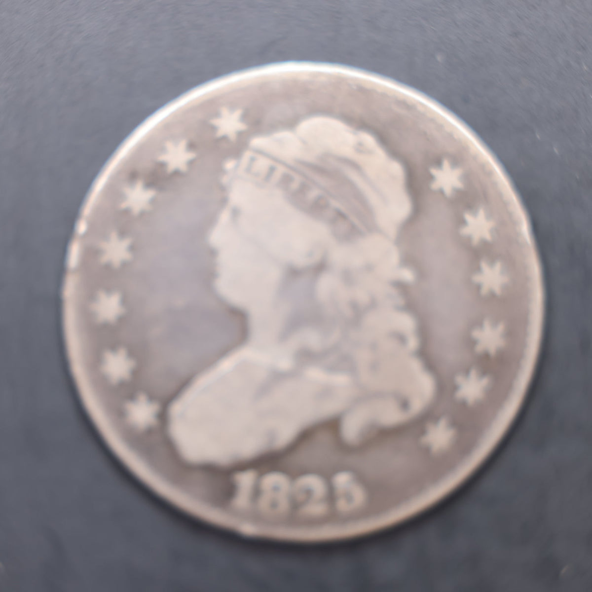 1825 Cap Bust Silver Quarter, Fine Detailed Circulated Coin, Store Sale #QR1560.