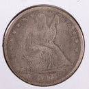 1875 Seated Liberty Silver Half Dollar., Very Good Circulated Coin., Store