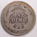 1907-D Barber Silver Dime, Abt Good Circulated Coin, Store