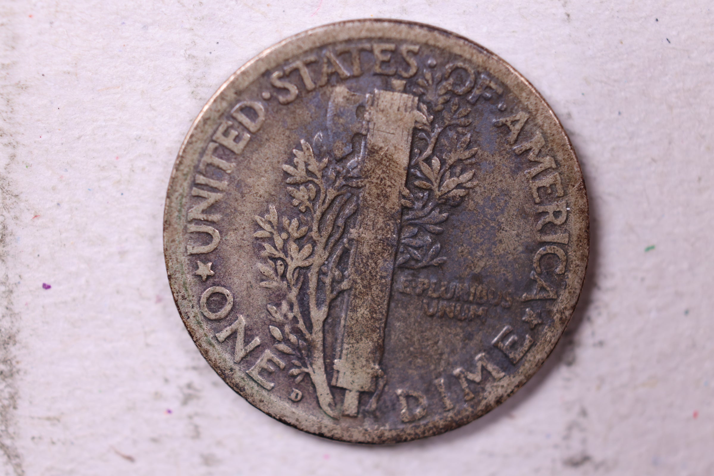 1918-D Mercury Silver Dime., Fine., Store  #19739