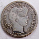 1907-D Barber Silver Dime, Fine Circulated Coin, Store