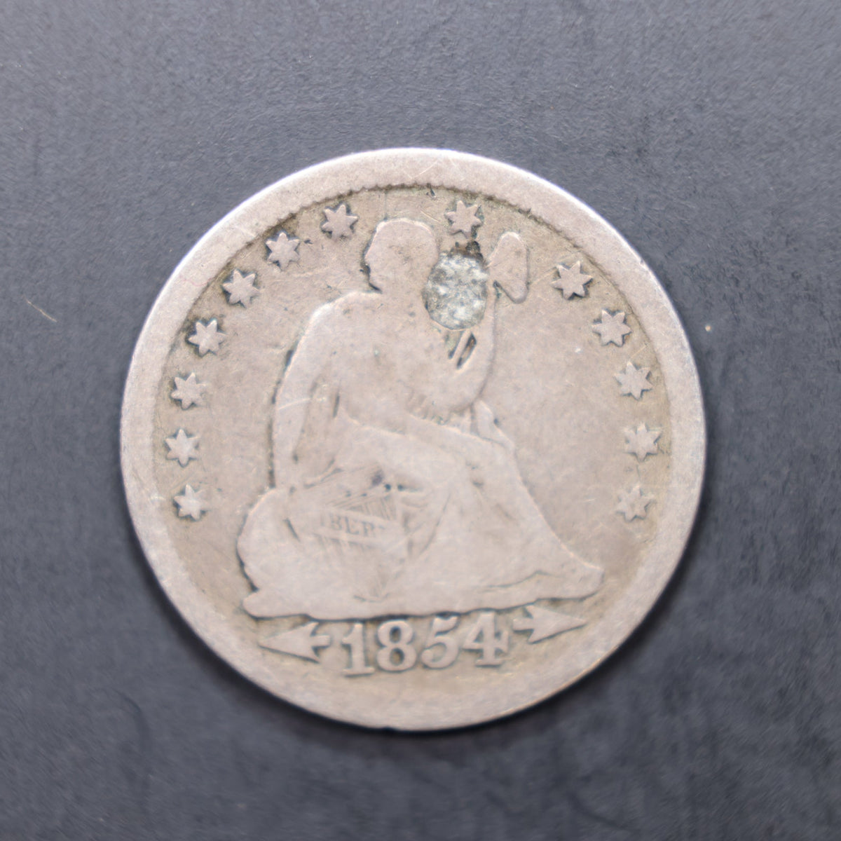 1854 Seated Liberty Silver Quarter, Very Good Details,  Store#QR1564.