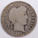 1907-S Barber Silver Dime, Abt Good Circulated Coin, Store