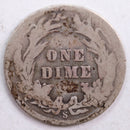 1907-S Barber Silver Dime, Abt Good Circulated Coin, Store