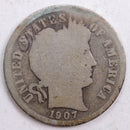 1907 Barber Silver Dime, Abt Good Circulated Coin, Store