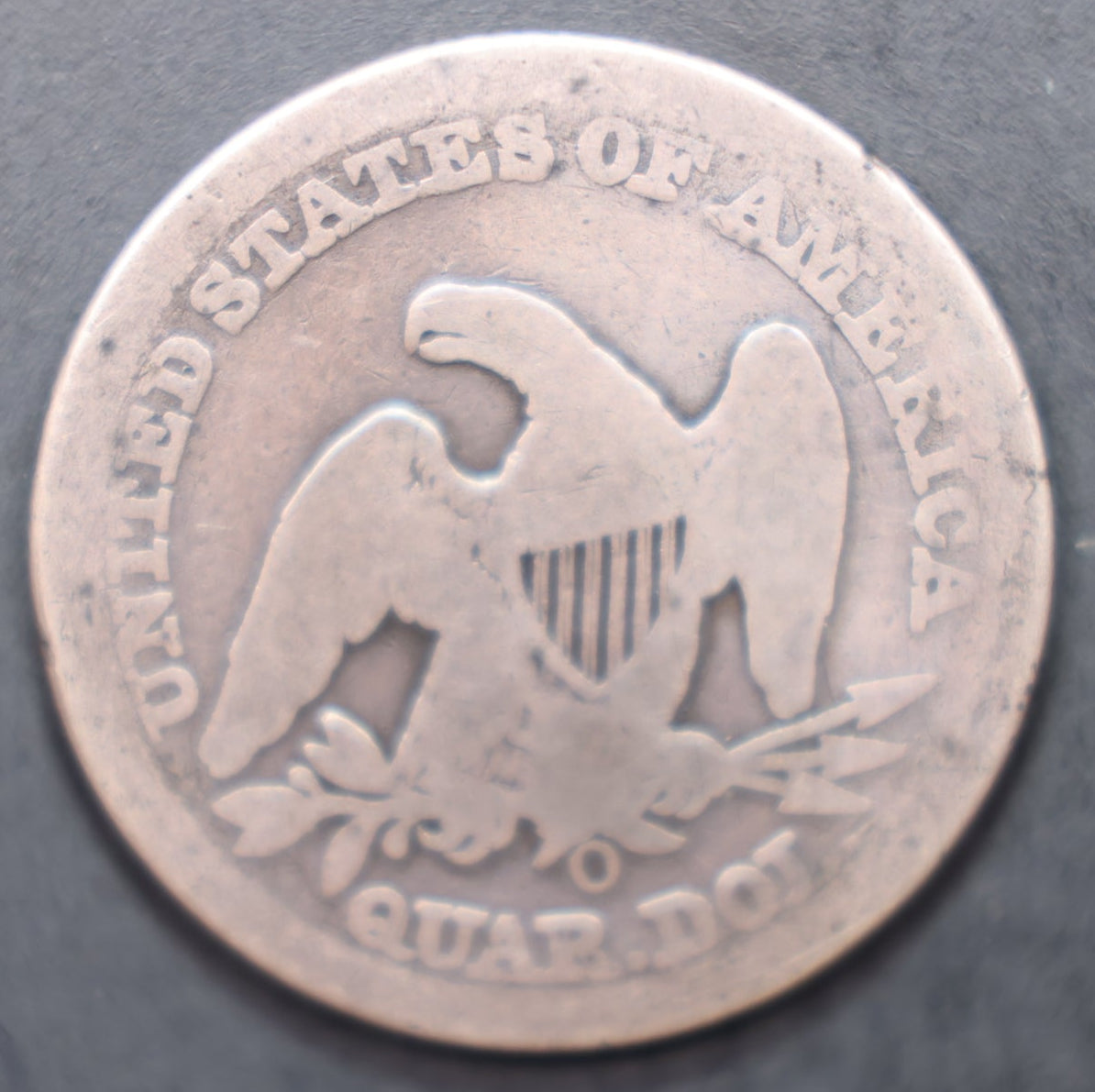 1849-O Seated Liberty Silver Quarter, Good Circulated Coin,  Store#QR1569.