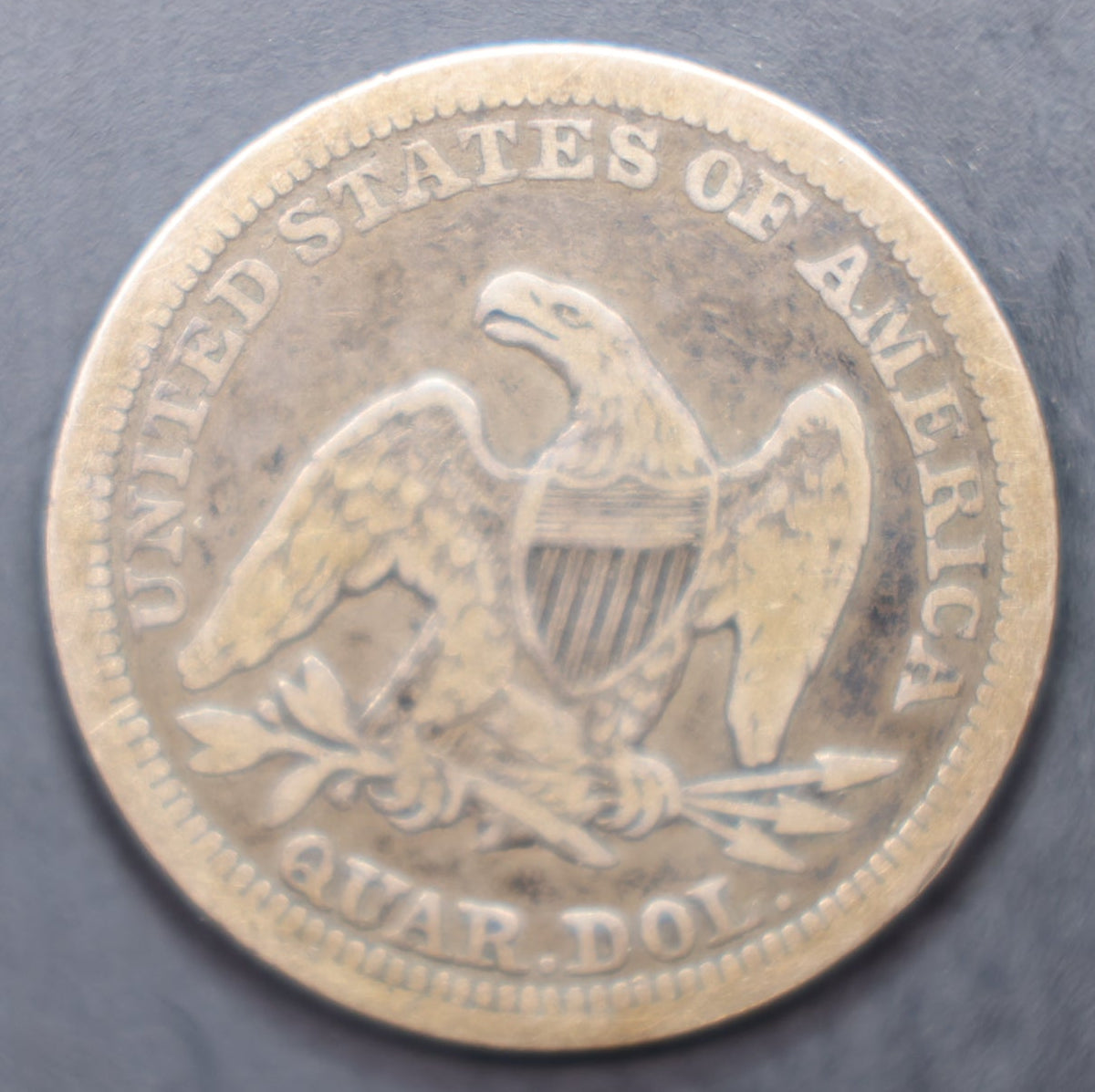 1850 Seated Liberty Silver Quarter, FIne Plus Circulated Coin,  Store#QR1573.