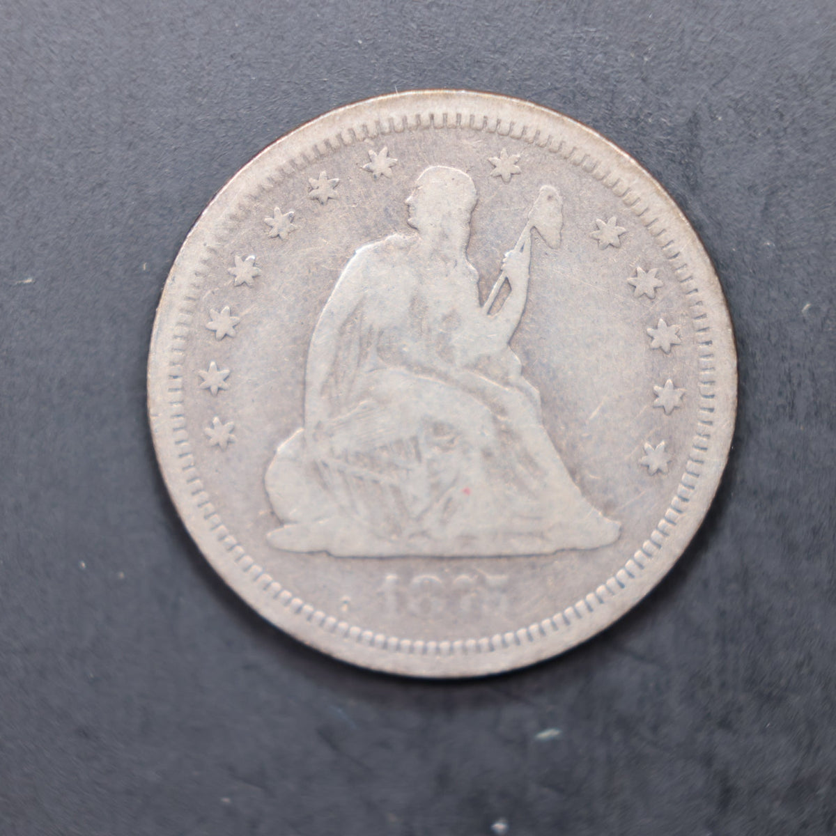 1875-S Seated Liberty Silver Quarter, Fine Circulated Coin,  Store Sale #QR1575.