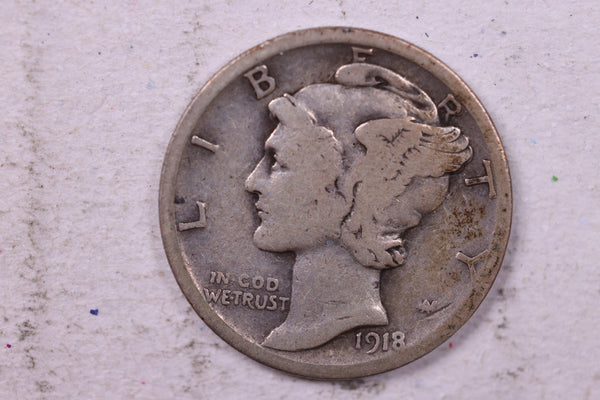 1918-S Mercury Silver Dime., Fine., Store  #19752