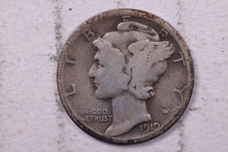 1919 Mercury Silver Dime., Very Good., Store