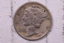 1919 Mercury Silver Dime., Fine., Store
