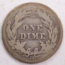 1909-D Barber Silver Dime, Good Circulated Coin, Store