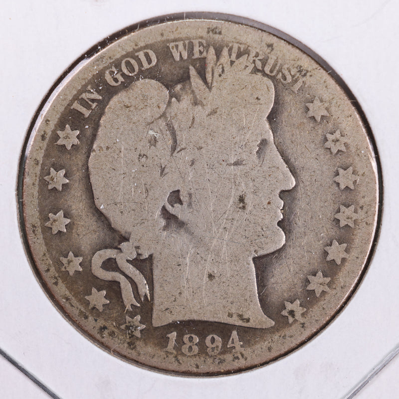 1894-O Barber Silver Half Dollar., About Good., Circulated Coin., Store
