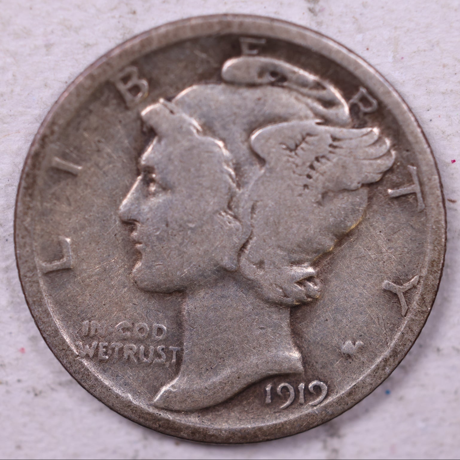 1919 Mercury Dime, Fine Circulated Coin, Store #19760