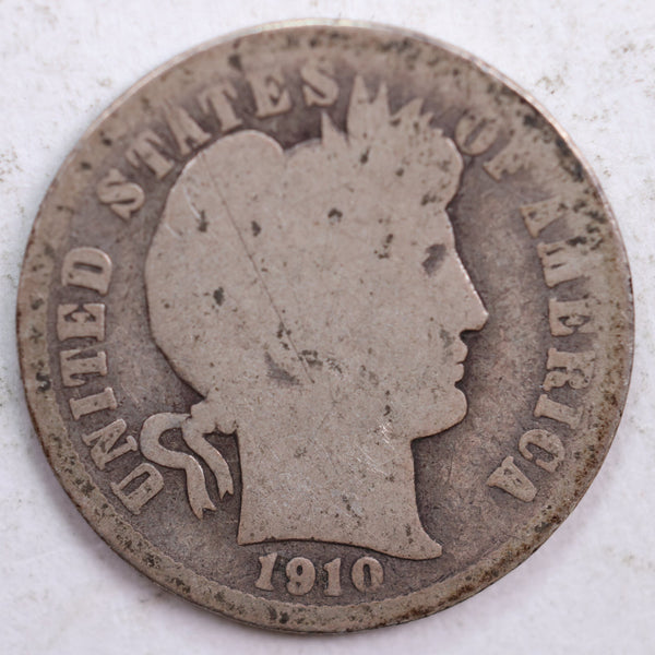 1910-D Barber Silver Dime, Abt Good Circulated Coin, Store #DE0430