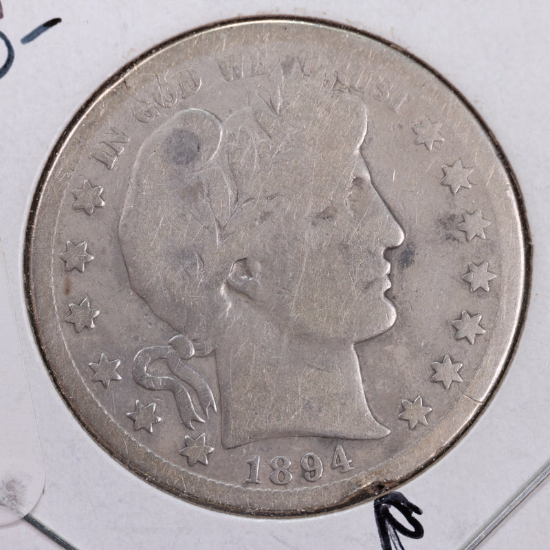 1894-S Barber Silver Half Dollar., About Good., Circulated Coin., Store