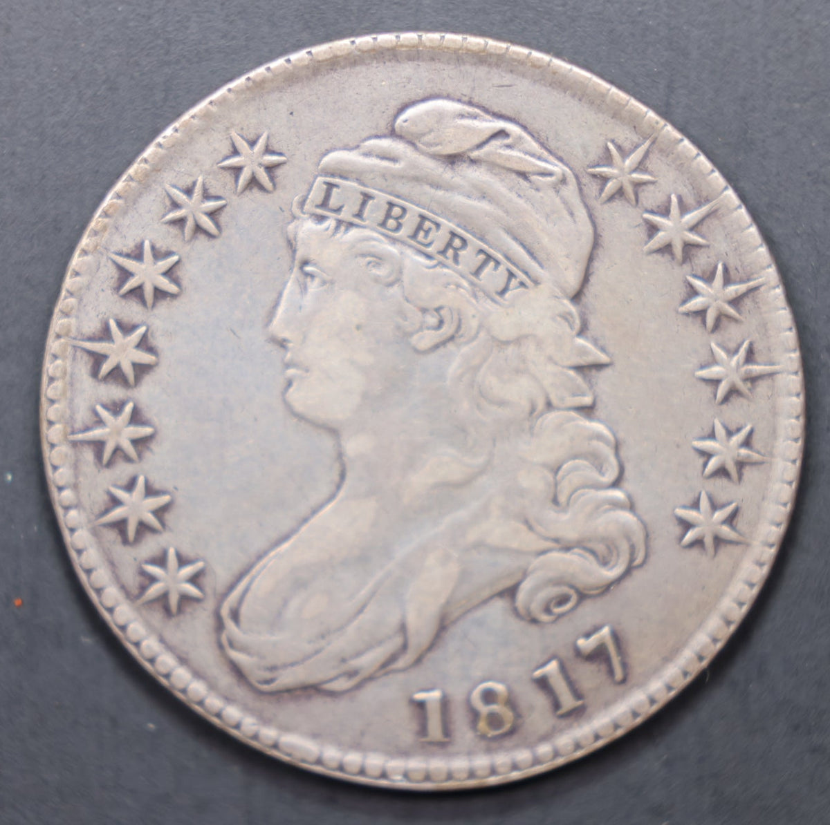 1817 Cap Bust Silver Half Dollar. Very Fine Circulated Coin, Store Sale #HR1931.