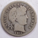 1911-S Barber Silver Dime, Good Circulated Coin, Store