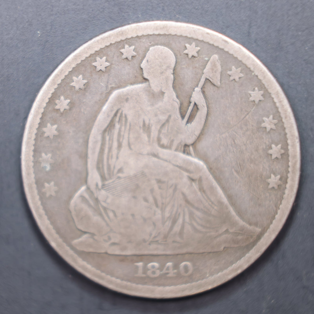 1840 Seated Liberty Silver Half Dollar, Very Good Circulated Coin, Store #HR2037.