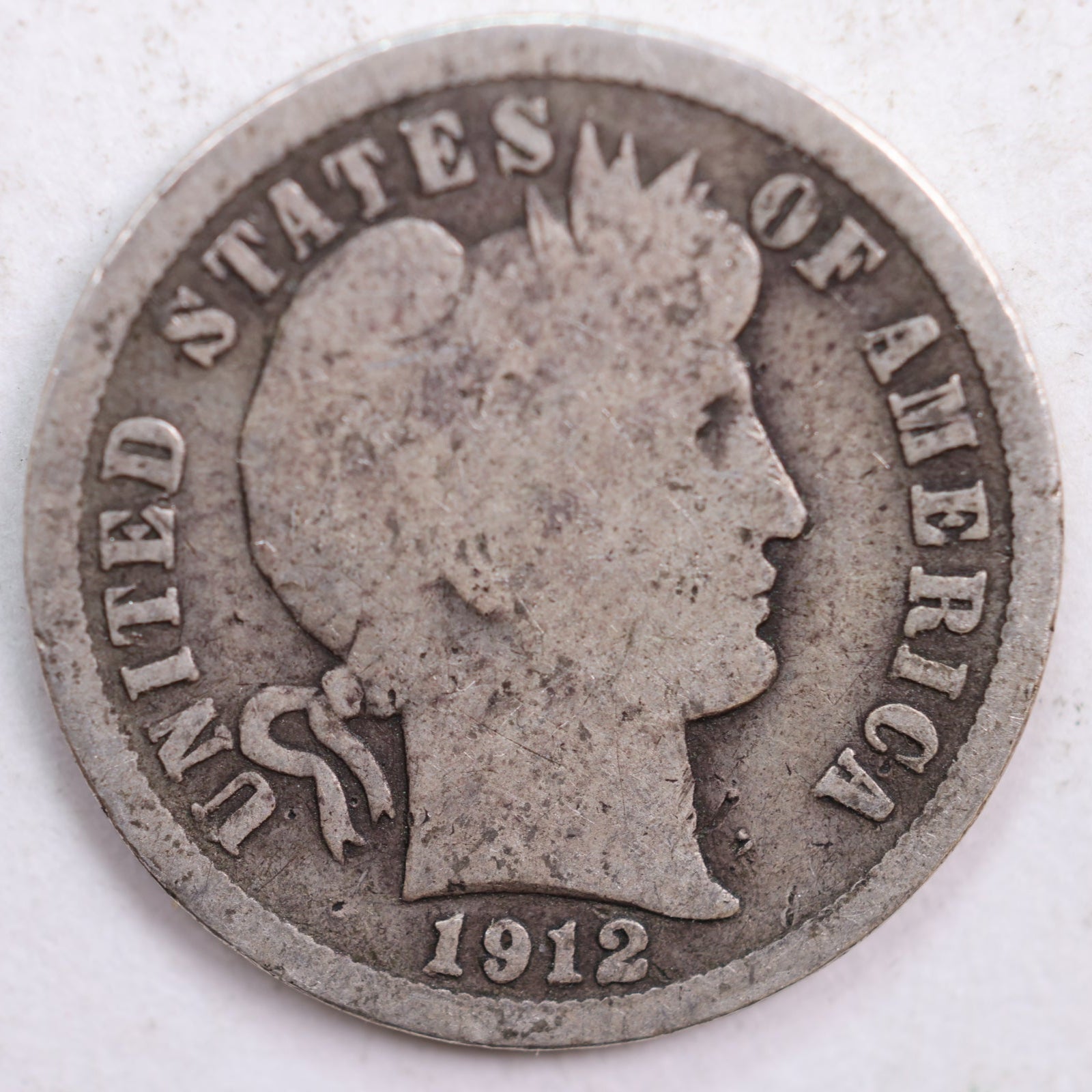 1912 Barber Dime, Good Circulated Coin, Store #DE0420