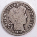 1912 Barber Silver Dime, Good Circulated Coin, Store