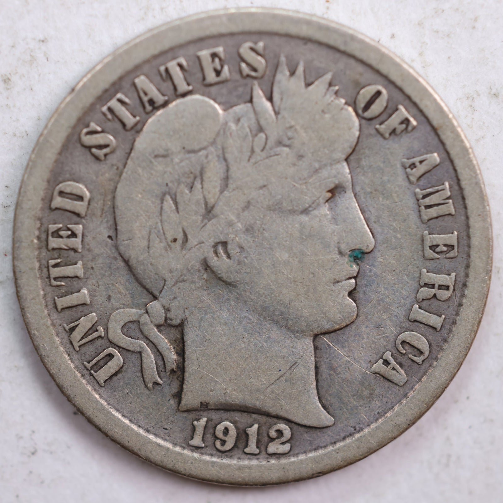 1912 Barber Dime, Good Circulated Coin, Store #DE0419