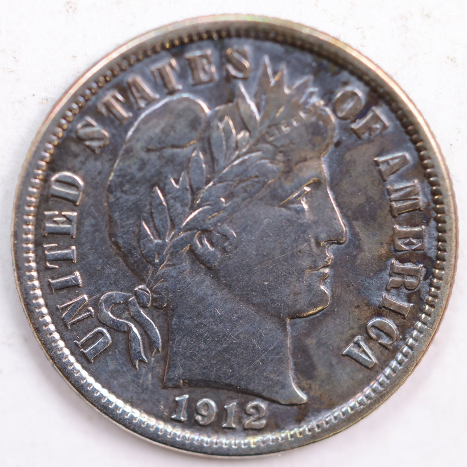 1912-S Barber Silver Dime, Net Abt Uncirculated Coin, Store #DE0418