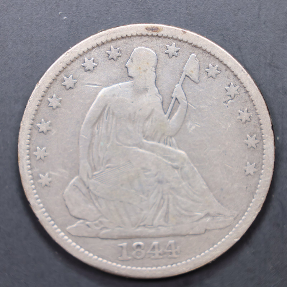 1844-O Seated Liberty Silver Half Dollar, Fine Circulated Coin, Store #HR2049.